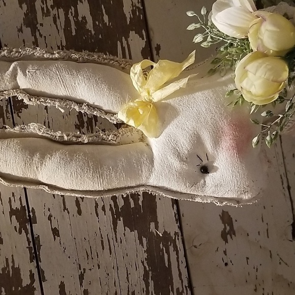 Homemade Fabric Shabby Chic Easter Bunny - Picture 2 of 4